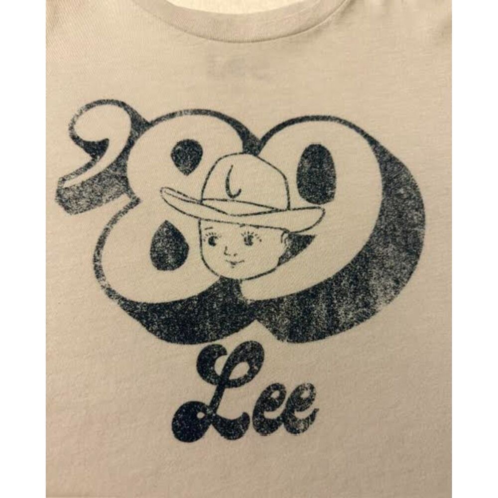 Lee Graphic T-Shirt Size Large Cowboy Logo Western Style White Tee